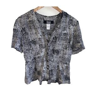Vintage - Modiano - black and white pattern blouse